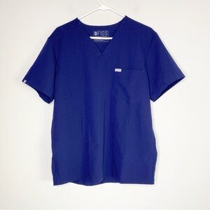 Figs Chisec Three Pocket Scrub Top Navy Size M
